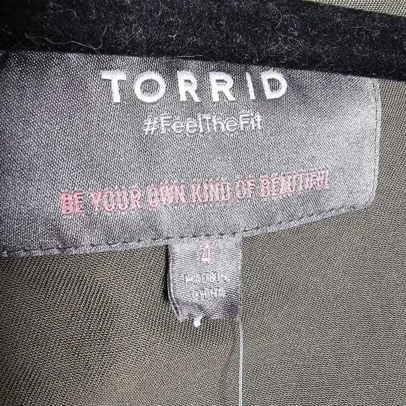 Torrid Womens 4X Green Cardigan Jacket Open Front Pockets Long Sleeve Utility - Picture 6 of 8